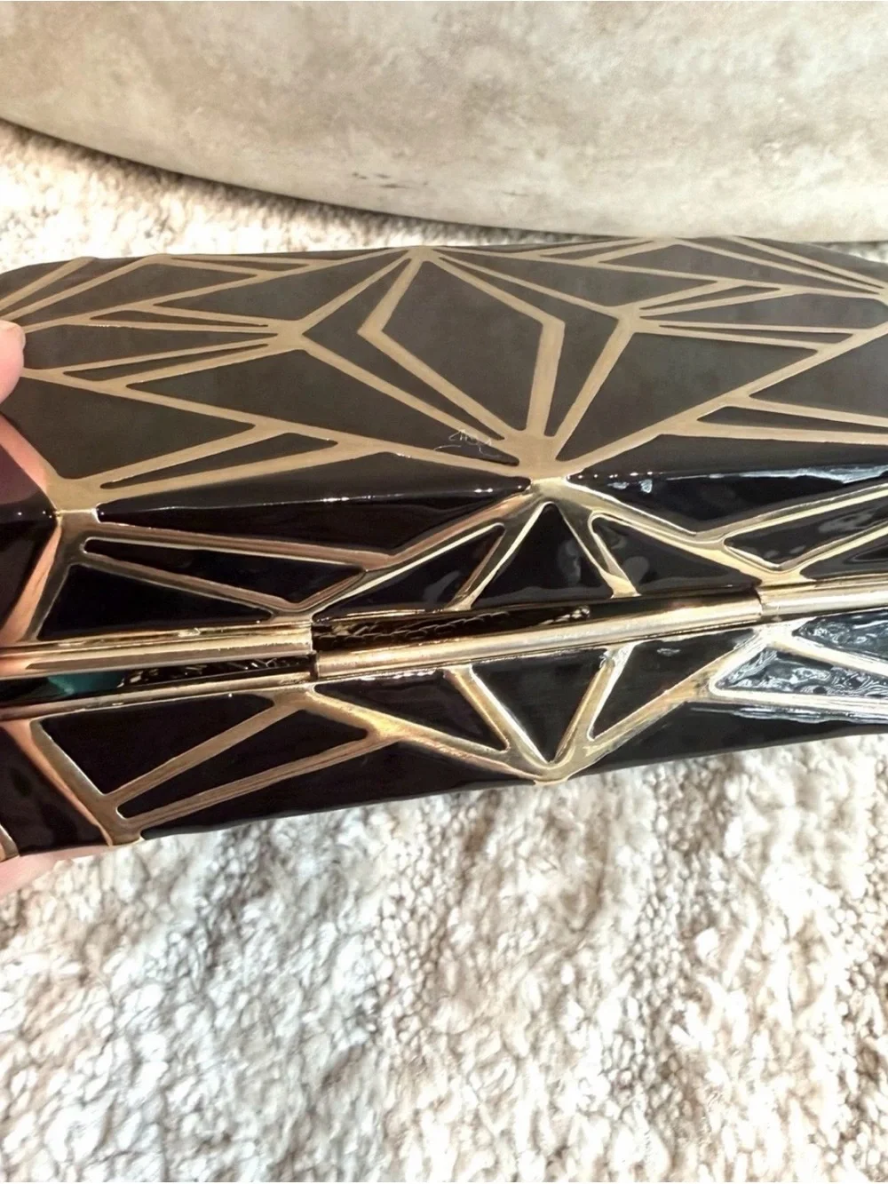 Bvlgari Serpenti Enamel Black & Gold Metal Chain Clutch Bag